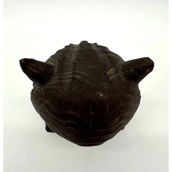 Vintage Owl Figurine Carved Wood Googly Eyes Mid Century Modern Kitsch Horned - Picture 5 of 9